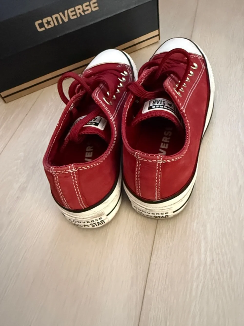 Converse Maroon Low-Top Platformed Canvas Sneakers - Picture 11 of 12